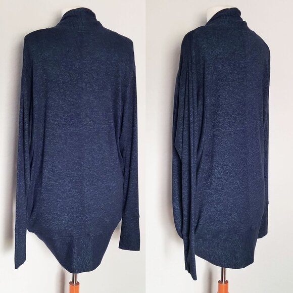 ATHLETA Luxe Pose Wrap Cardigan Heather Blue Cocoon Circle Longline Thumbhole - Picture 10 of 14